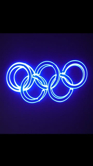 Concept demo: the Olympic rings drawn in glowing blue line art on a dark blue ground.