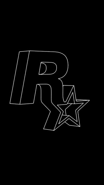 Concept demo: the Rockstar R and star as an extruded white 3D model on black.